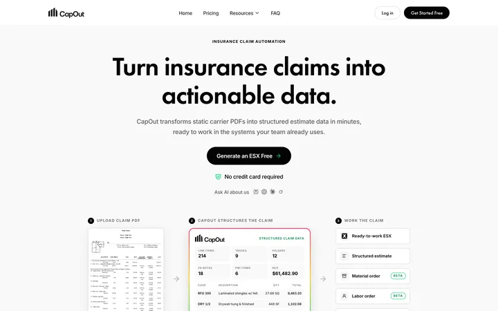 The CapOut home page