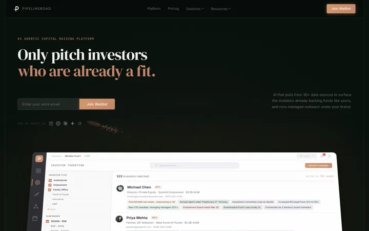 The PipelineRoad home page